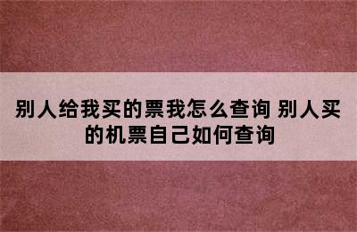 别人给我买的票我怎么查询 别人买的机票自己如何查询